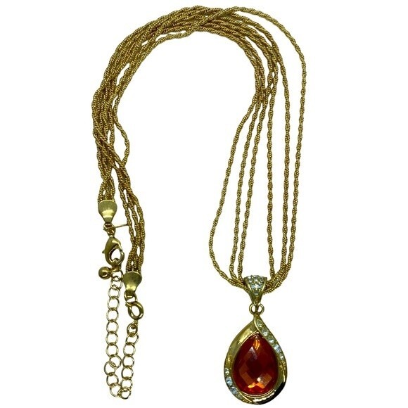 AVON Presidents Recognition Amber Gold-tone Teardrop Necklace 06-07’ - Picture 2 of 4